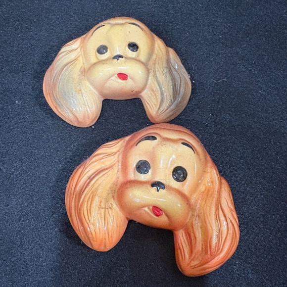 1950s Cocker Spaniel Dog Heads Chalkware Wall Plaques Miller Studios - Picture 4 of 4